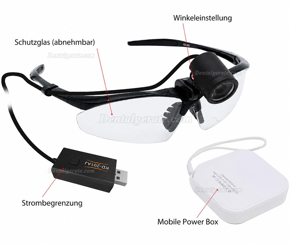 KWS KD-201AJ-5 Zahnarzt Lupenbrille mit Licht LED Medical Scheinwerfer